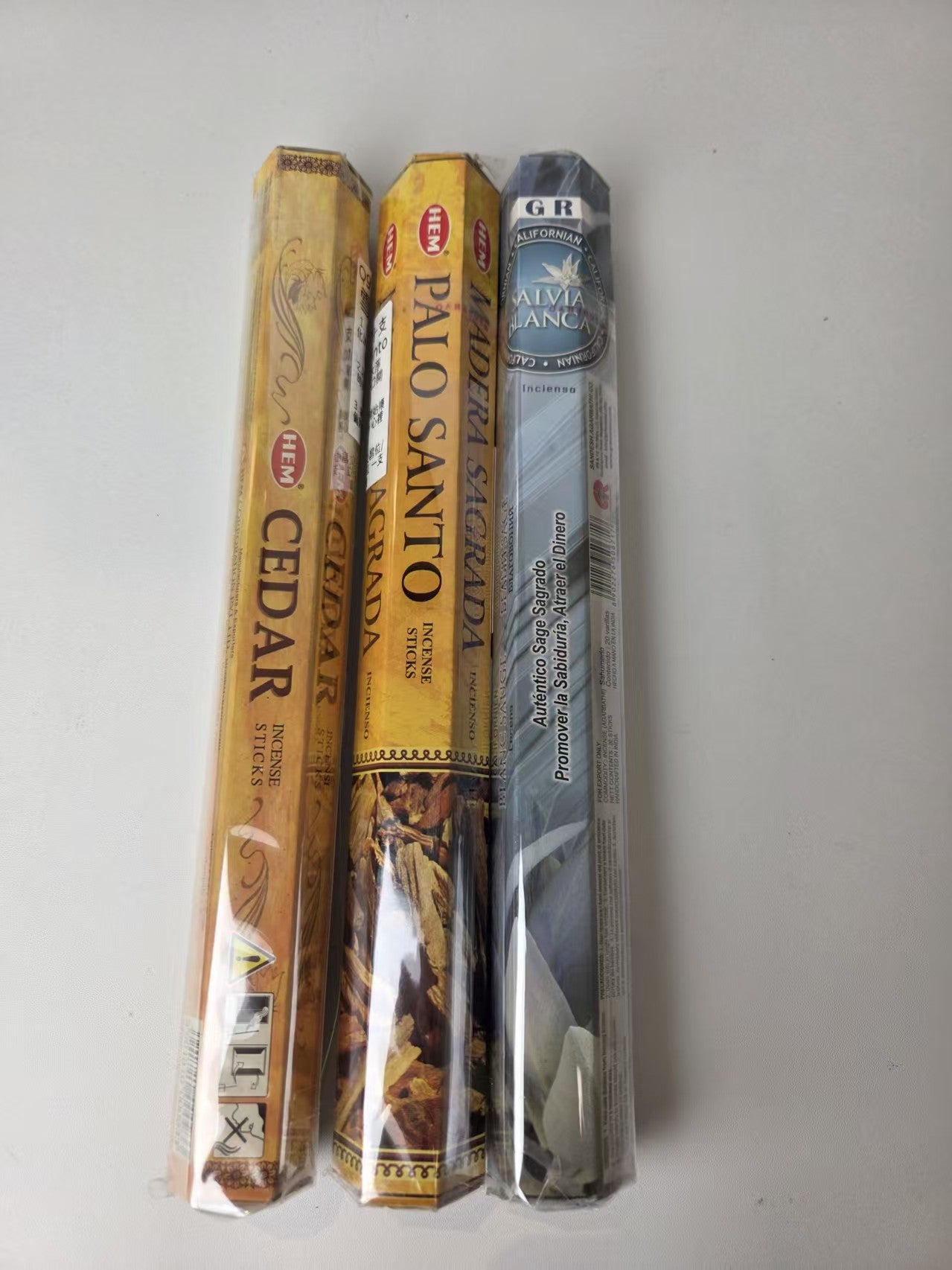 最強CP值組合線香>>消磁清潔系列<< 鼠尾草+聖木+雪松  White Sage Palo Santo Cedar